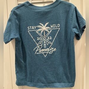 Blue Graphic Tee with Palm Tree Design